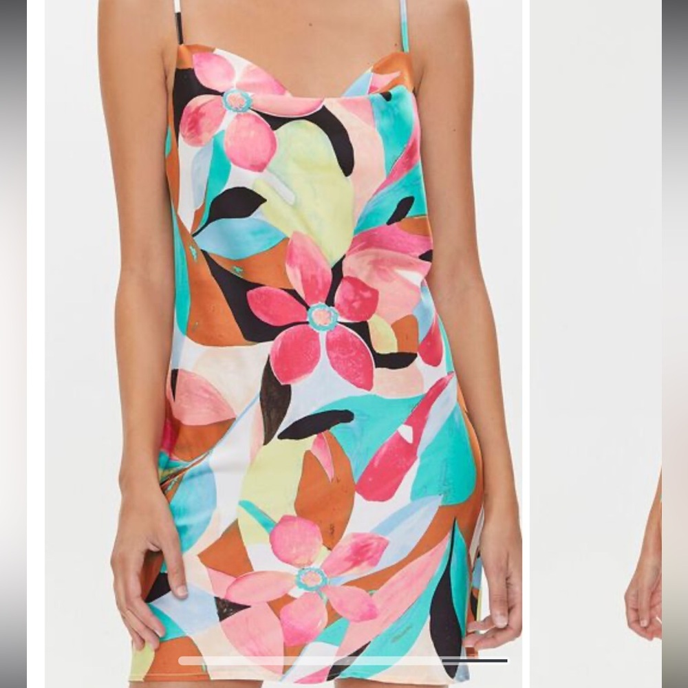 Forever 21 floral satin mini slip dress